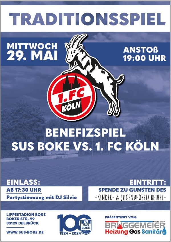 Traditionself des 1. FC Köln gastiert am 29. Mai 2024 beim SuS BOKE